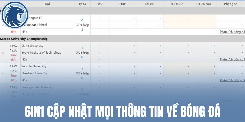 6in1 cập nhật mọi thông tin về bóng đá