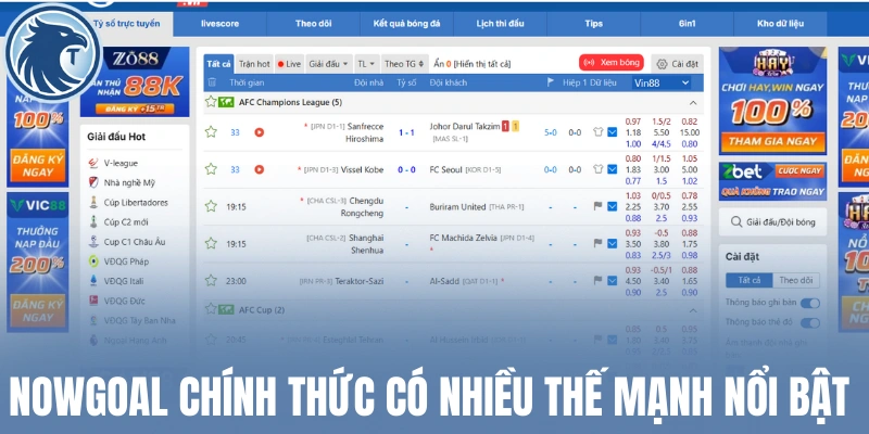 Nowgoal chính thức có nhiều thế mạnh nổi bật 