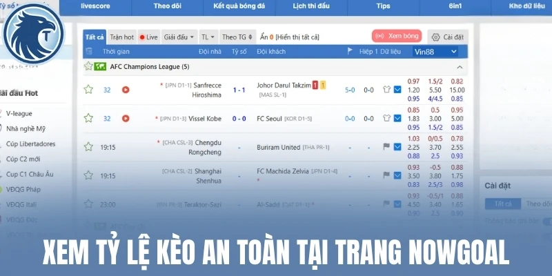 Xem tỷ lệ kèo an toàn tại trang Nowgoal