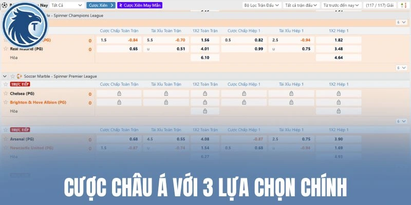 Cược châu Á với 3 lựa chọn chính
