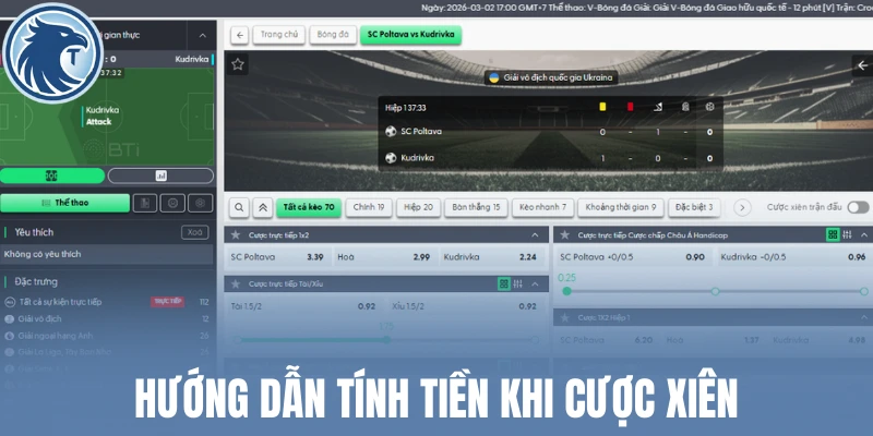 Hướng dẫn tính tiền khi cược xiên