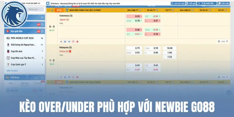Kèo over/under phù hợp với newbie Go88