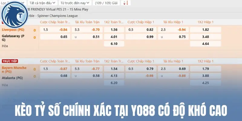 Kèo tỷ số chính xác tại Yo88 có độ khó cao