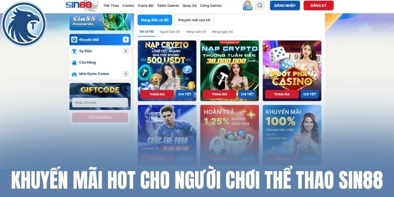 Khuyến mãi hot cho người chơi thể thao Sin88