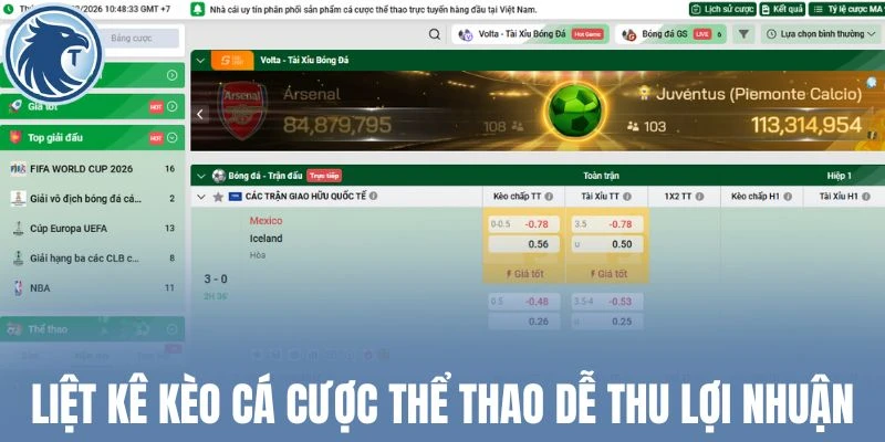 Liệt kê kèo cá cược bóng đá dễ thu lợi nhuận