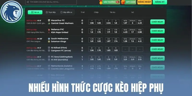 Nhiều hình thức cược kèo hiệp phụ